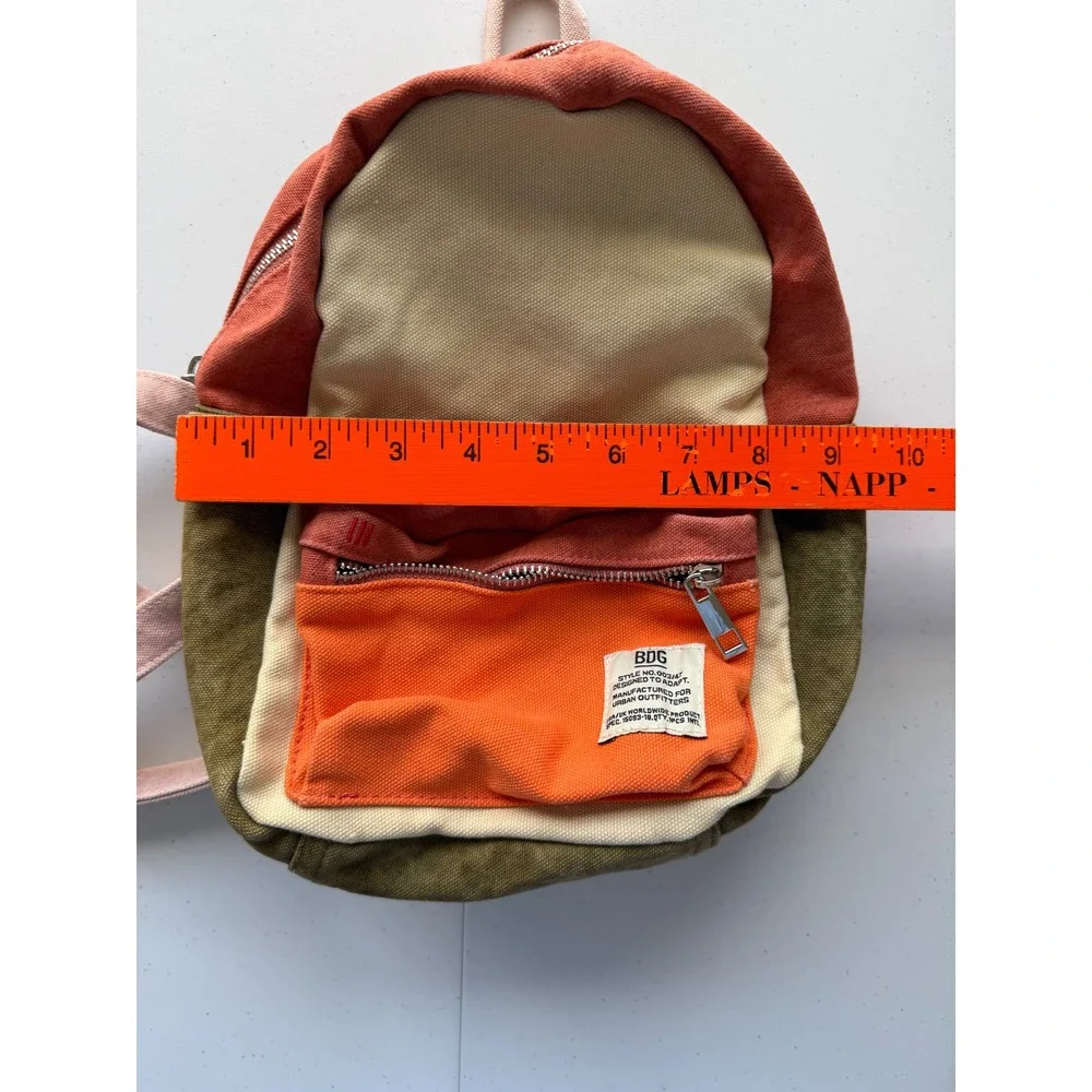 BDG Urban Outfitters Mini Colorblock Canvas Backpack Orange Green Rust Pink Boho